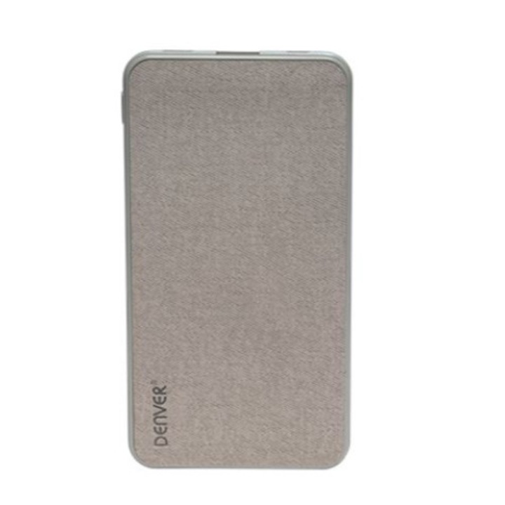 Power bank DENVER PBS-5004, 5000mAh, dual input USB-C/MicroUSB, gri, 130x70x11mm