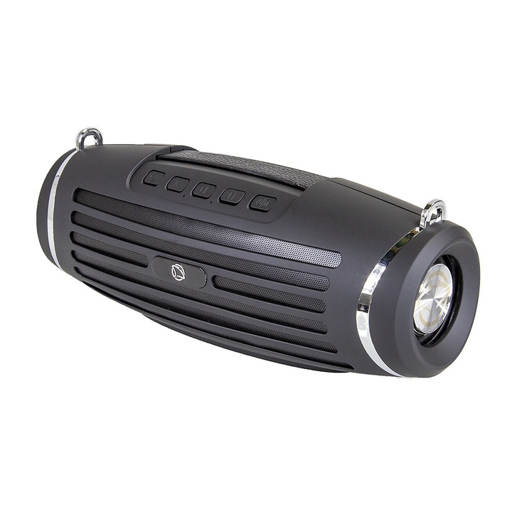 Manta SPK14GO hordozható sztereó hangszóró, Bluetooth 5.0, IPX5 vízálló, fekete, 24x10x9,5cm