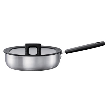 Tigaie antiaderenta cu capac Fiskars Hard Face, otel inoxidabil, 26 cm, 3.2L