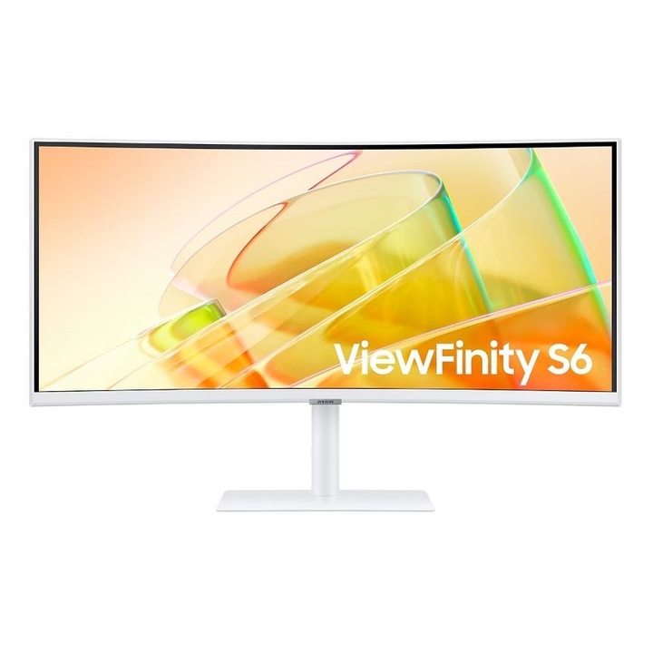 Samsung ViewFinity S6 S65TC, 2K, 5 ms, UWQHD, 3440x1440, 21:9, 100 Hz, Ívelt, (G), Fehér monitor