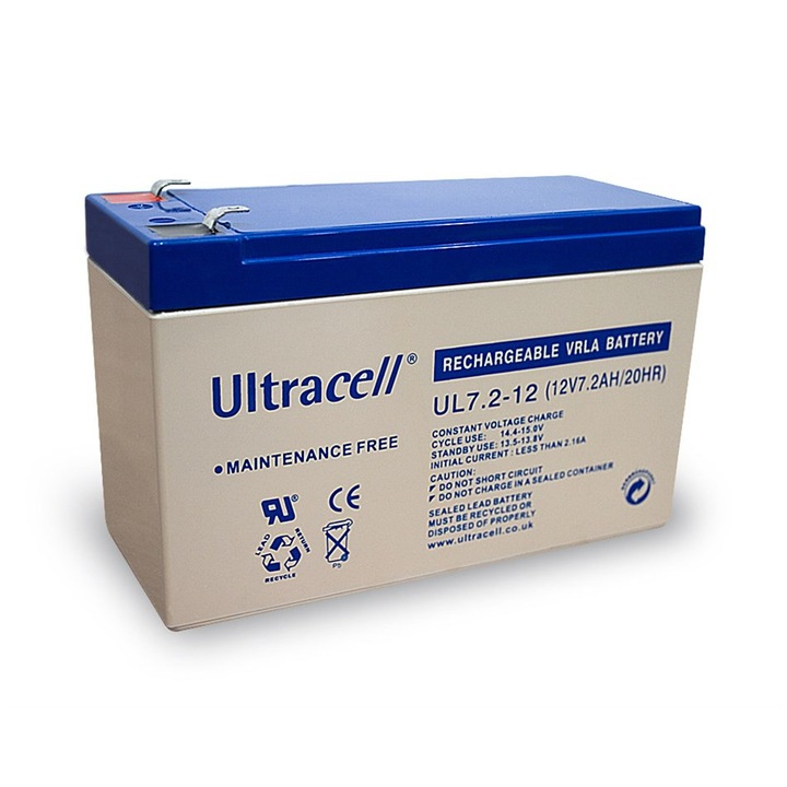 UPS батерия, Ultracell, ABS, 12V, 7.2Ah, 7.2Ah