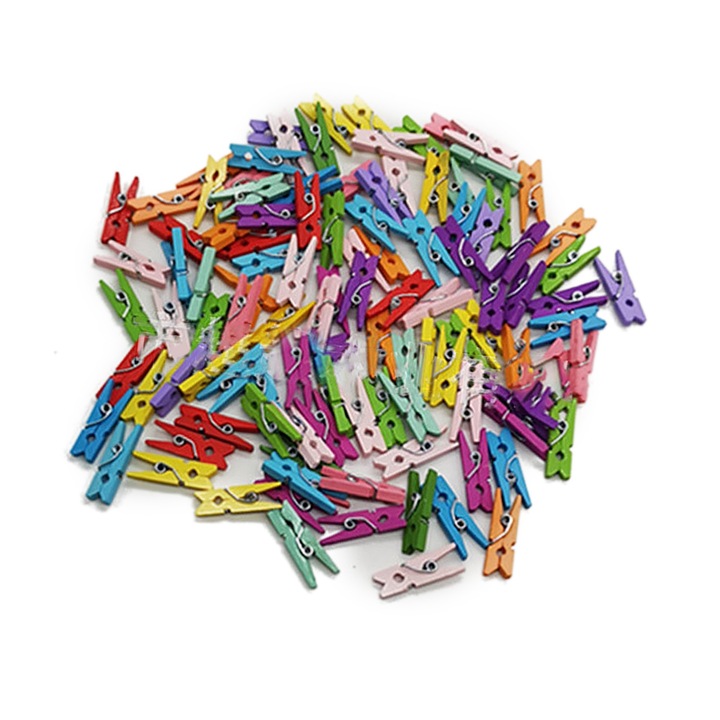 Комплект от 200 дървени щипки за снимки, многоцветни, 2,5x0,3 см