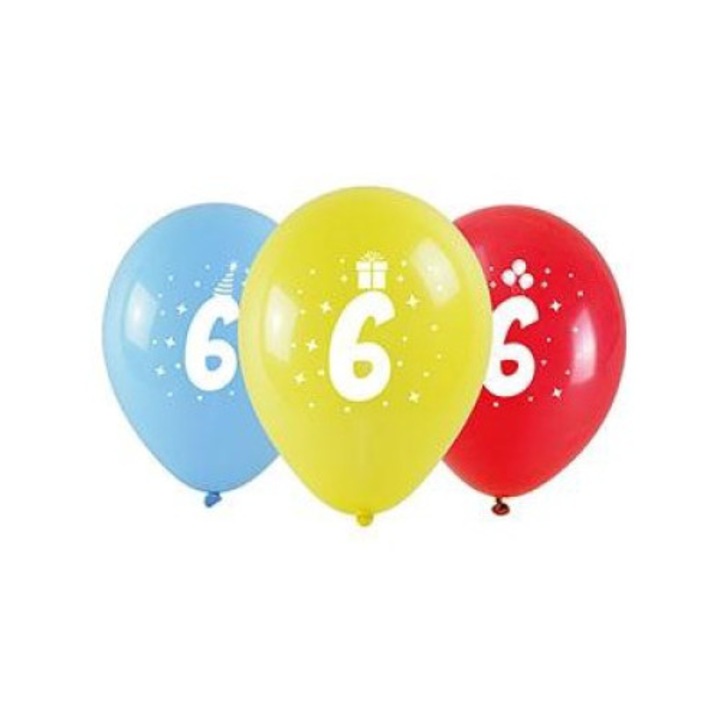 Комплект от 3 балона Arpex, номер 6, 28 см, многоцветни