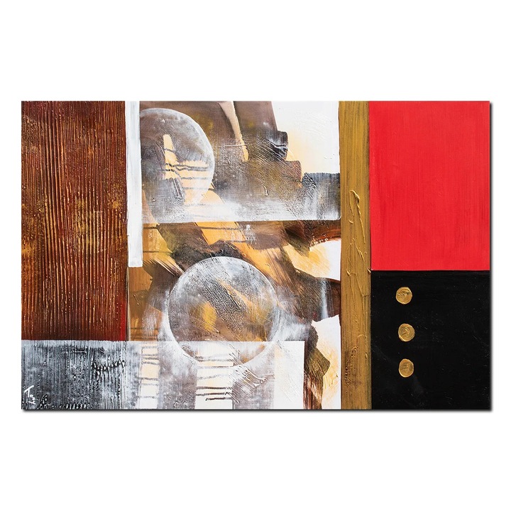 Tablou abstract pictat manual living, birou, Lumi paralele 2, 90x60cm ulei pe panza efect 3D, gata de agatat pe perete