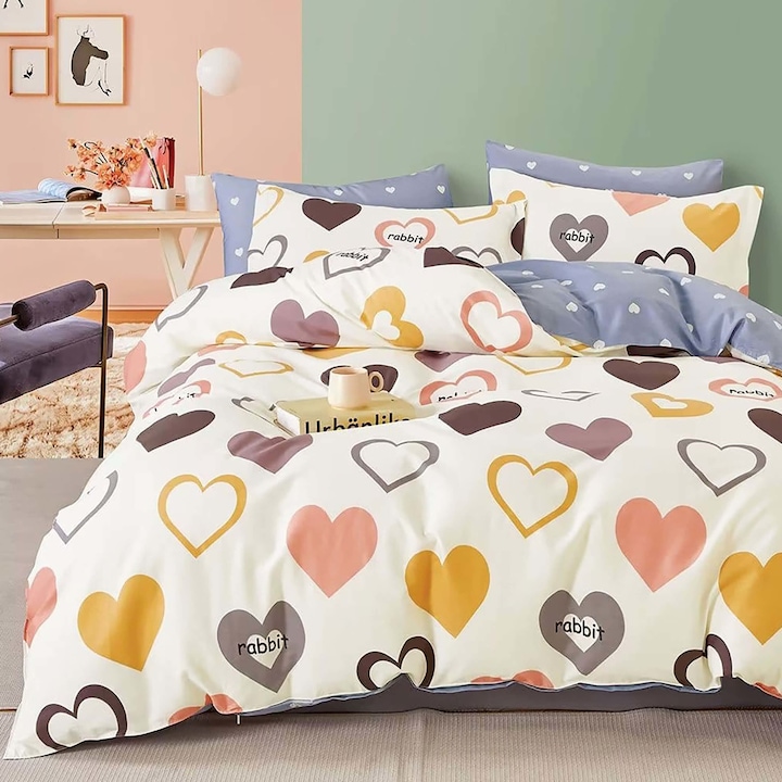 Dupla ágynemű, pamut 100% percál, 240x260 cm, 4 db, Ralex Pucioasa, PRC77