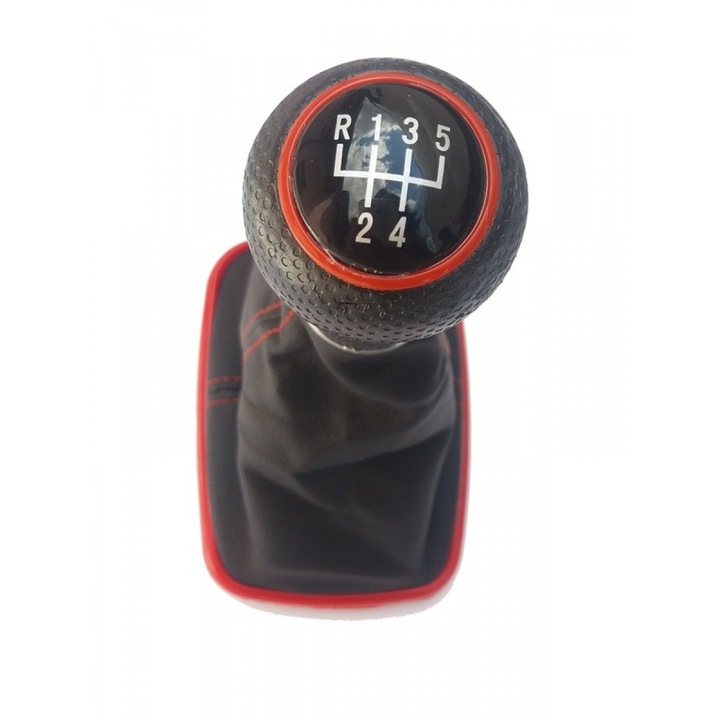 Nuca schimbator + manson compatibila Volkswagen Golf 4, 23mm, 5 viteze, cu rama si cusatura rosie