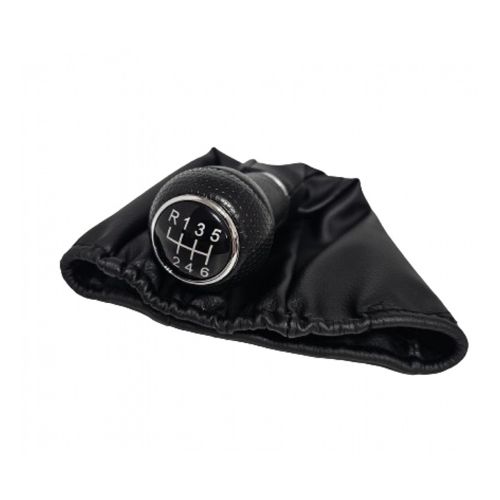 Váltógomb + szoknya kompatibilis Volkswagen Golf 5, 12mm, 6 sebesség, fekete