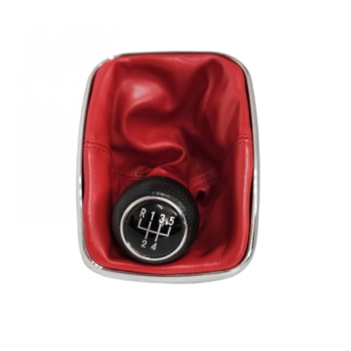 Váltógomb + szoknya, Volkswagen Golf 4, 12mm 5 sebesség, piros feketével