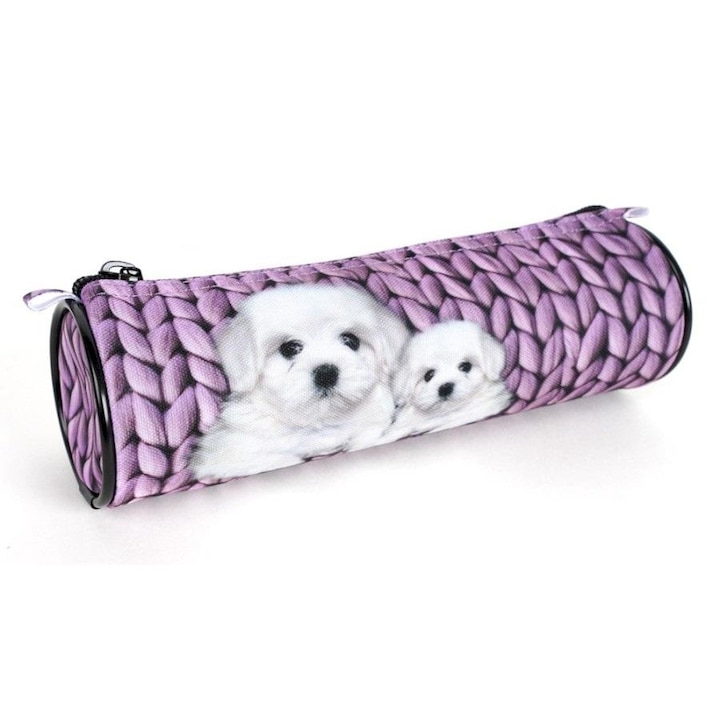 Tolltartó kiskutya mintával, Fandy, Lila/Fehér, 80x238 mm