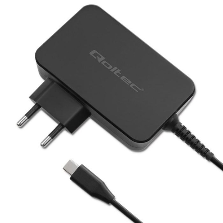 Зарядно за таблет, Qoltec, USB-C, 100 W, 3-5 A, 1.7 m, черно