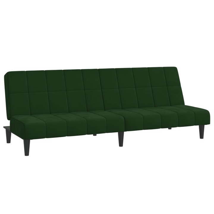2-местно разтегателно канапе vidaXL, Тъмнозелено, Кадифе, 200 x 84, 5 x 69 см, 20.9 kg
