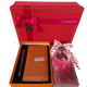 Pachet Cadou cu Set agenda Brown, Pix, Praline de ciocolata neagra si visine, cutie cadou