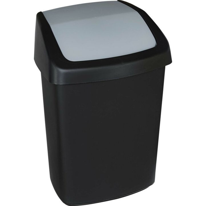 Curver SWING TOP billenő fedeles szemetes, 25L, Fekete/ezüst