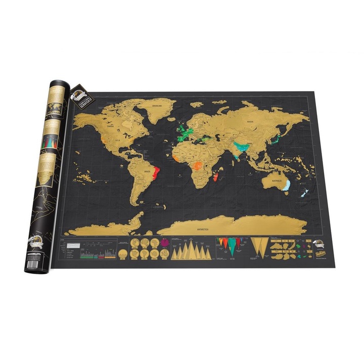 Harta lumii razuibila, 82.5x59.4cm, Multicolor