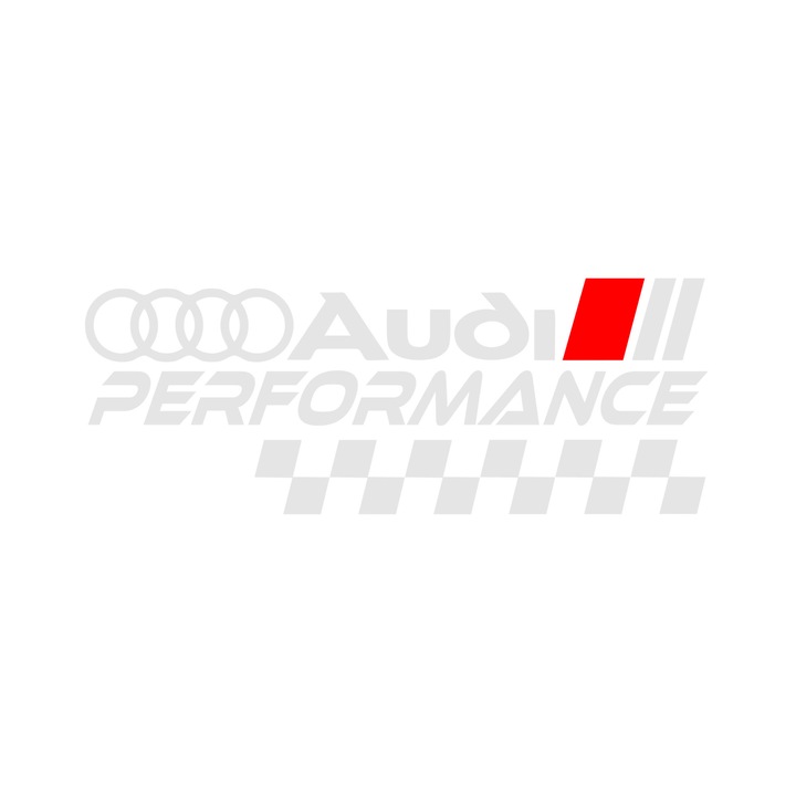 Sticker auto Audi performance, alb, 26 cm
