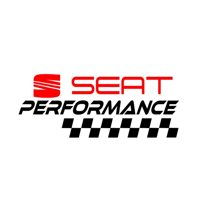 Sticker auto Seat logo performance, negru-rosu 26 cm