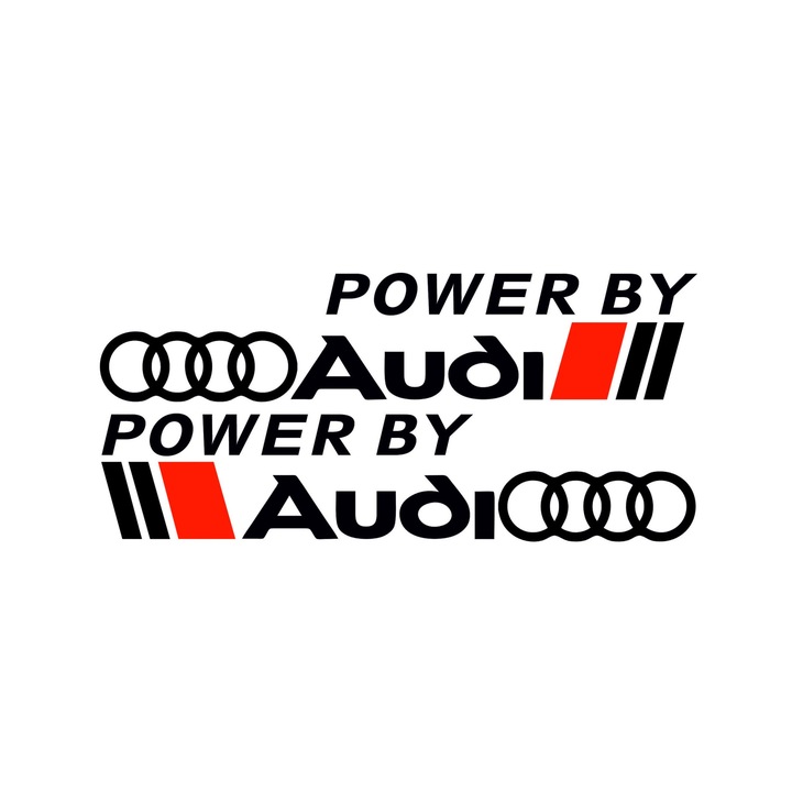 Sticker auto set Audi power by, negru, 42x9 cm