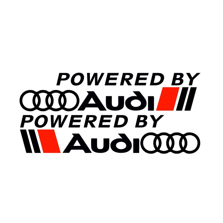 Sticker auto set Audi poweRED by, NEGRU, 42x9 cm
