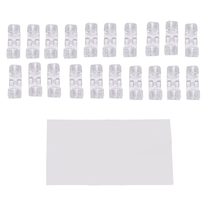 Set 20 clipsuri organizare cabluri, ABS, transparent, 3x1x1cm