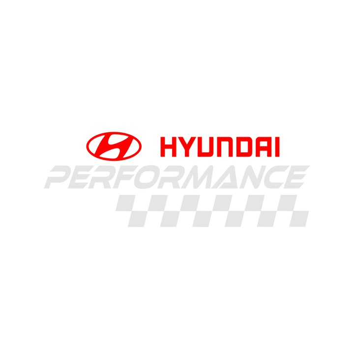 Sticker auto Hyundai logo performance, alb-rosu 26 cm