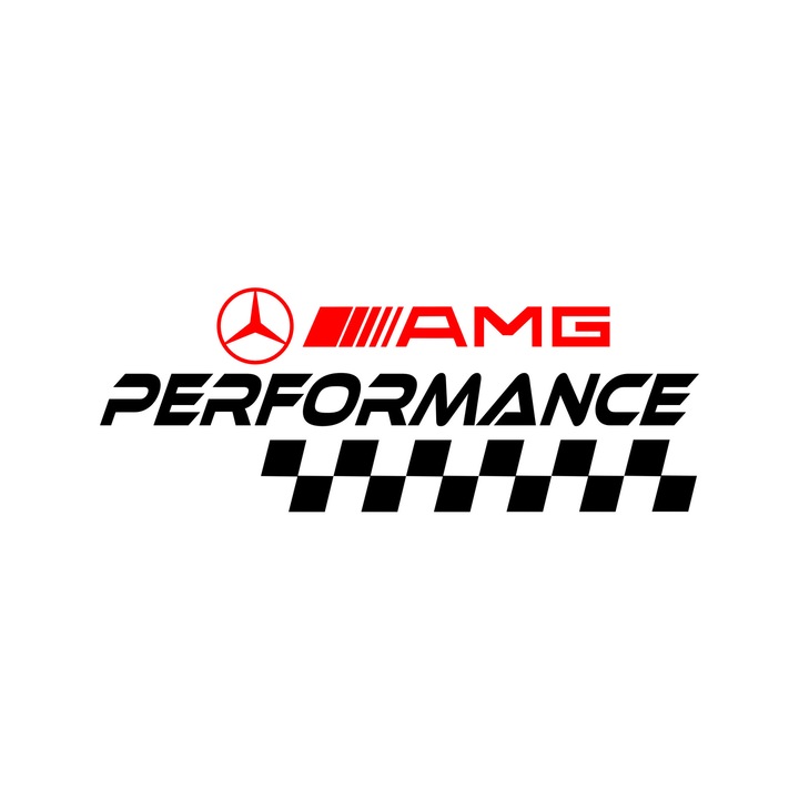 Sticker auto Mercedes AMG logo performance, negru-rosu, 26 cm