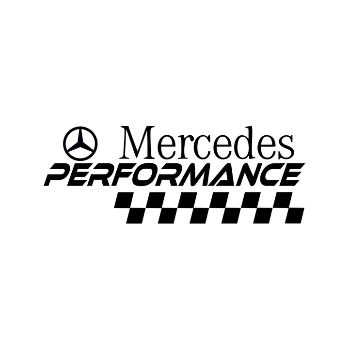 Sticker auto Mercedes logo performance, negru, 26 cm