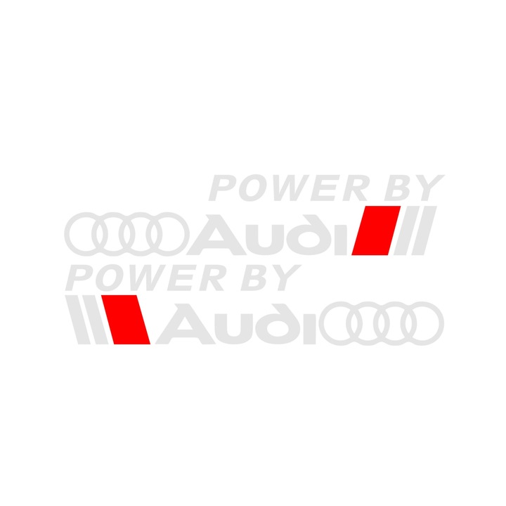 Sticker auto set Audi power by, alb, 42x9 cm