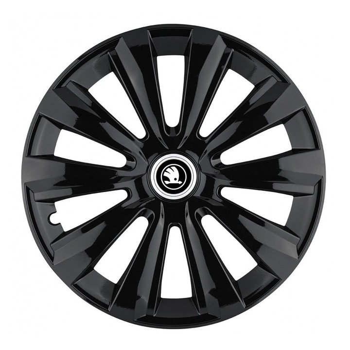 Set 4 Capace Roti CREATIVE REY® potrivite jantelor de 16 inch, pentru Skoda Alb Negru model Delta Black