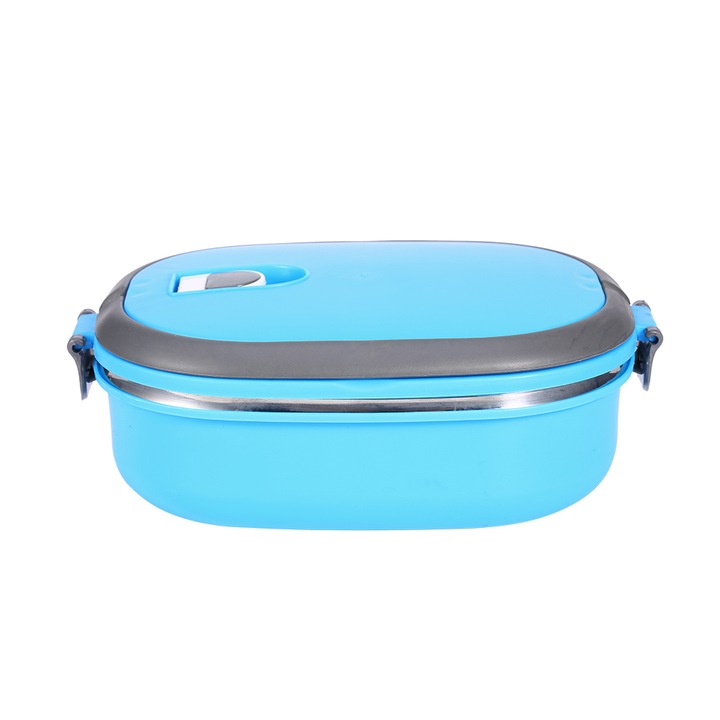 Cutie termoizolanta pentru alimente, 1 strat, Inox, 800ml, albastru, 20x14x7.5cm