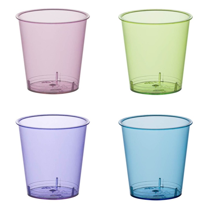 Shopiens 16 darab műanyag shot-pohár, újrafelhasználható, átlátszó, ideális bulikra és rendezvényekre, többszínű, 30 ml