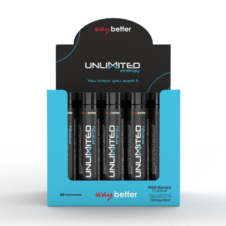 Energizant Unlimited Energy shot, wild berries, 20 x 25 ml