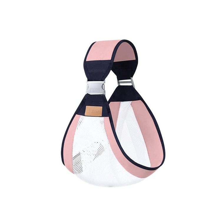 Marsupiu ergonomic reglabil pentru bebelusi, din tesatura moale de bumbac, respirabil, 0-36 luni, Roz piersica