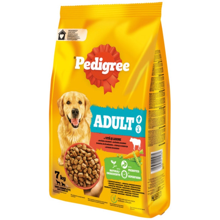 Суха храна за кучета Pedigree Adult M/L, Говеждо и зеленчуци, 7 кг