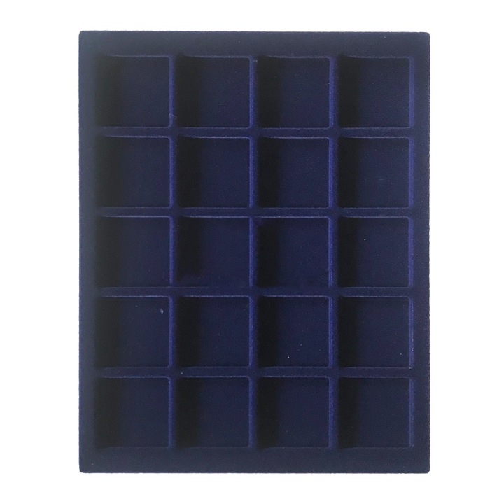 Tava pentru monede, Safe Albums, Nova 6338SP, catifea albastru regal, 20 locasuri de 38 mm