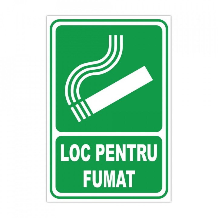 Indicator Informare Generala, Loc pentru fumat, placuta PVC 4mm, 20x30 cm