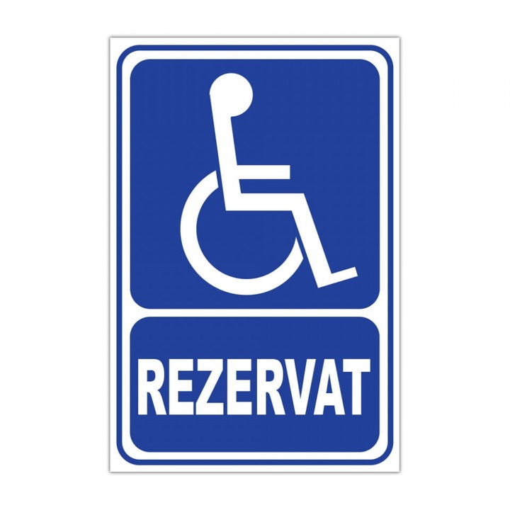 Indicator informare, Rezervat persoane cu dizabilitati, placuta PVC 4mm, v2, 20x30 cm