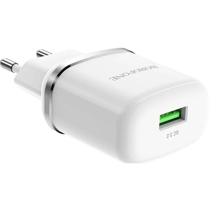 Borofone BA36A контакт зарядно, USB QC 3.0, 18W бяло