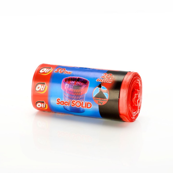 Торби за смет OTI SOLID SM4011, 20 л, 44 x 50 см, 50 броя/ролка, Червени