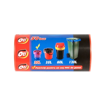 Saci menajeri OTI SOLID, 20 litri, 44 x 50 cm, 50 buc/rola, Rosu Saci menajeri OTI SOLID, 20 litri, 44 x 50 cm, 50 buc/rola, Rosu