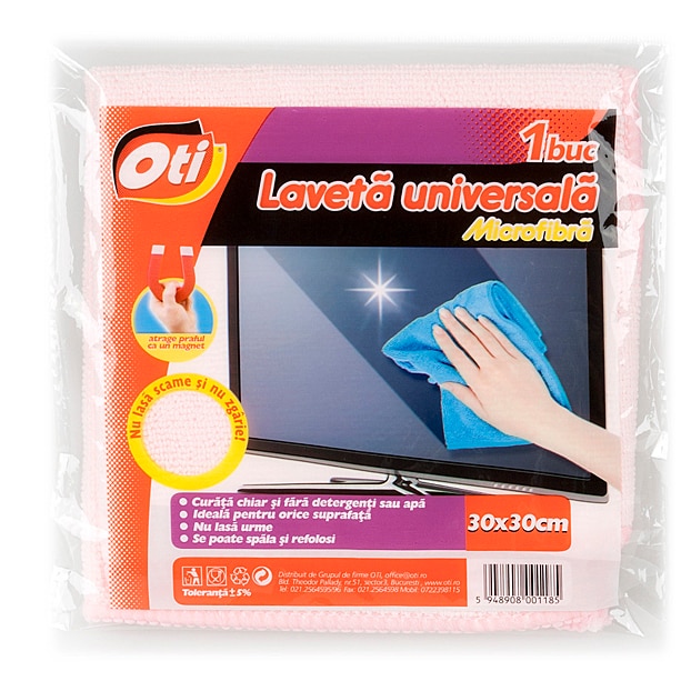 Laveta universala din microfibra OTI BL0202, 30 x 30 cm, Albastru/Roz