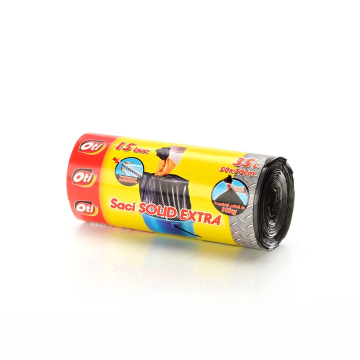 Торби за смет OTI SOLID EXTRA SM02441, 35 л, 50 x 70 см, 15 броя/пакет, Черни