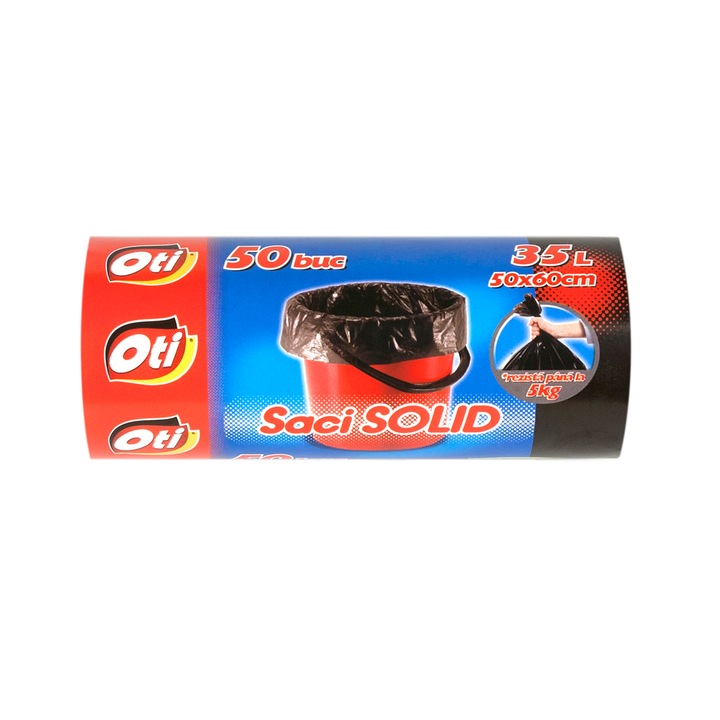 Торби за смет OTI SOLID SM402, 35 л, 50 x 60 см, 50 броя/пакет, Черни