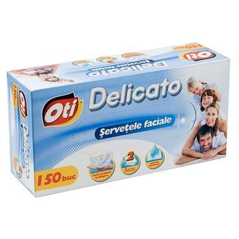 Servetele faciale OTI, 2 straturi, 150 buc, 21 x 23 cm, Alb Servetele faciale OTI, 2 straturi, 150 buc, 21 x 23 cm, Alb