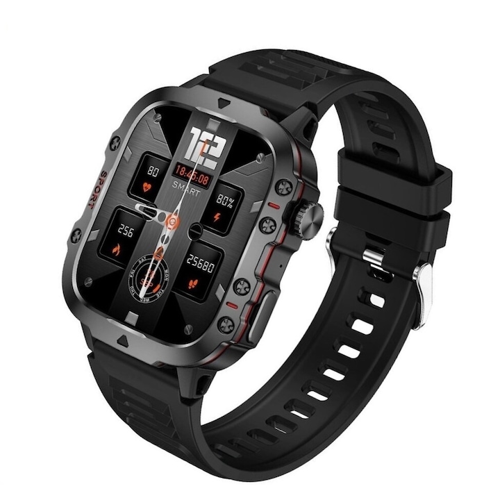 Singlait QS11 okosóra, okos, fitnesz, sport, vízálló, lépésszámláló funkció, távolság, értesítések, 1,96" képernyő, SMS, Bluetooth hívás, időjárás, HD mikrofon, alvásfigyelés, pulzusszám, mozgásszegény életmód, fekete