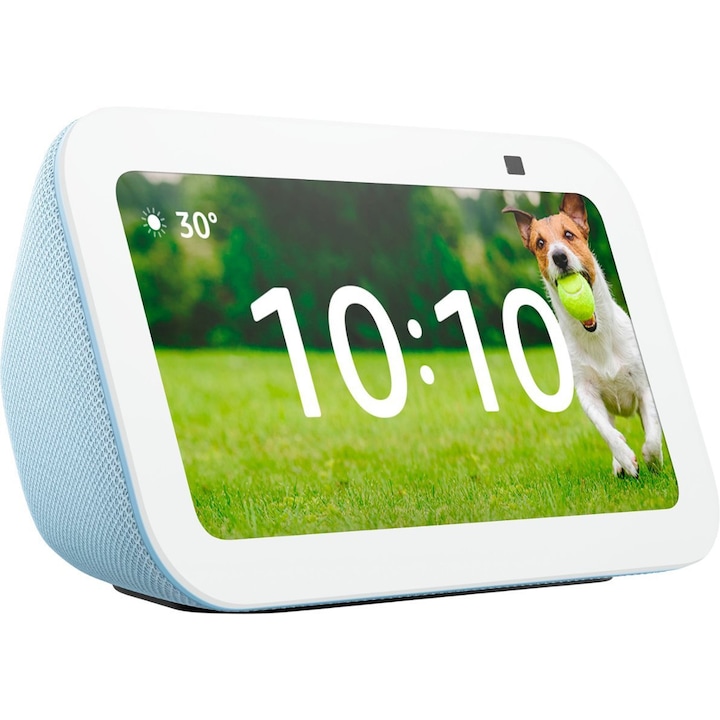 Boxa inteligenta Amazon Echo Show 5 2023, Touchscreen 5.5", Camera 2 MP, Wi-Fi, Bluetooth, Albastru deschis