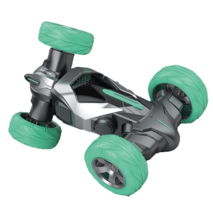 RC кола за деца, Loka, За каскади, въртене на 360 градуса, обръщане на 180 градуса, 4WD, Безжично дистанционно управление, Зелен цвят