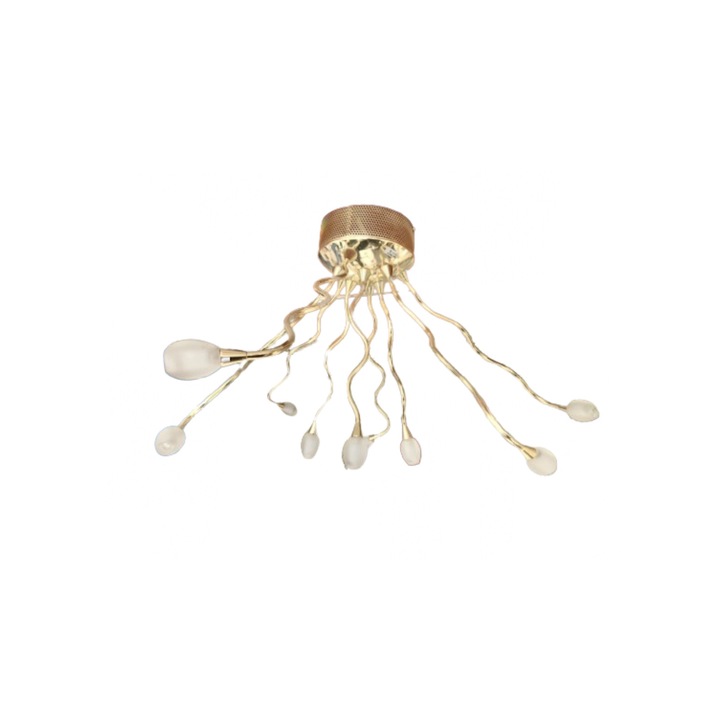 Mennyezeti lámpa DL 7-268/9 GOLD G4 9x20W/12V 9 Serpentine Arms Gold Fém matt üvegernyővel Átmérő 35cm ORION