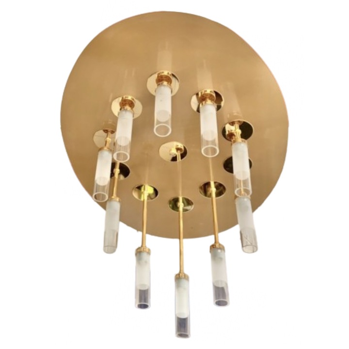 Plafoniera Eleganta Maro DL 7-359 MSMATT G9 10x40W Brate Verticale Neuniforme din Metal Auriu cu Tuburi de Sticla Matt ORION