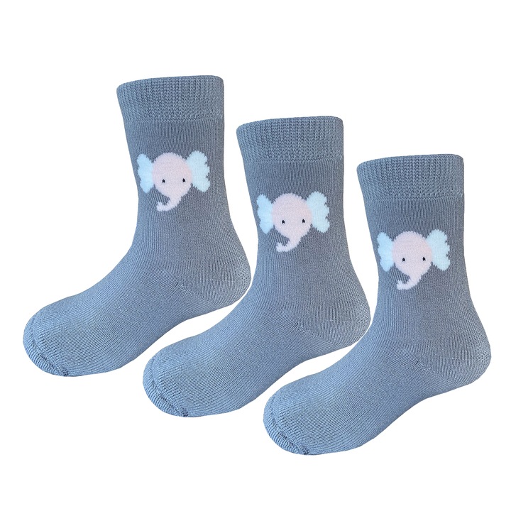 Детски чорапи с животинска щампа - 3 чифта, Sayoyo, Сив