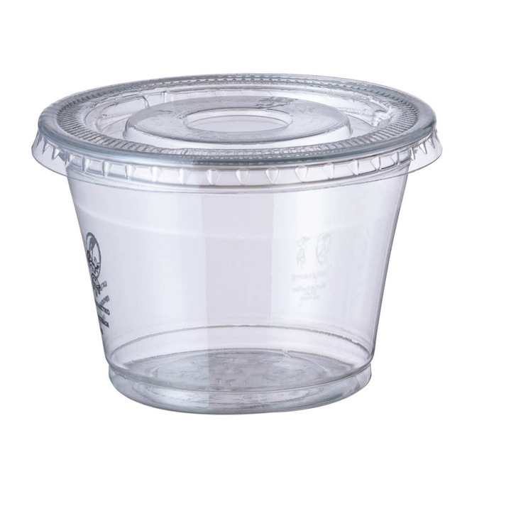 Set 20 boluri din plastic rotunde transparente Shopiens®, reutilizabile, cu capac, pentru evenimente si petreceri, 165 ml